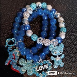 3pc Beaded Charm Bracelet set